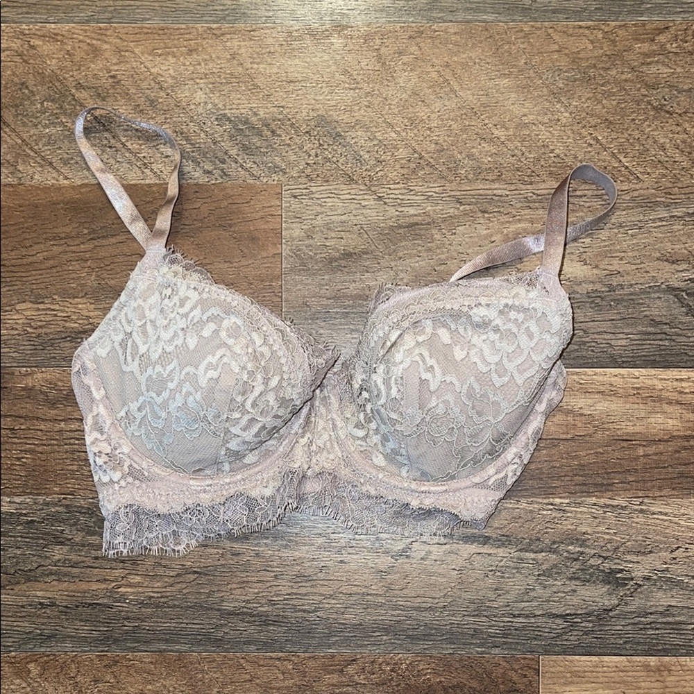 H&M Lace Underwire Balconet Push Up Bra Neautral size 34D